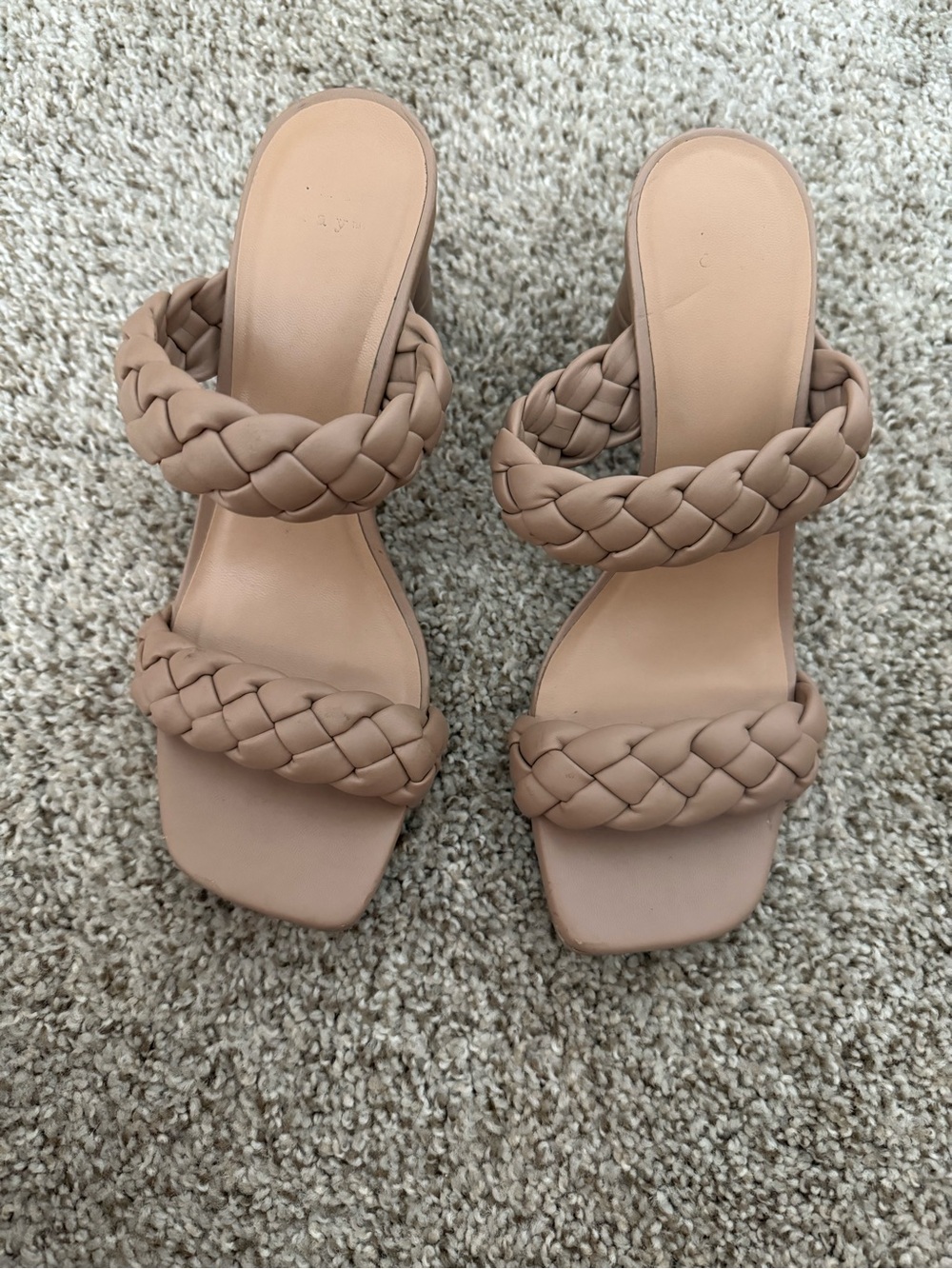 a new day Braided Double-Strap Slide Heels in Beige